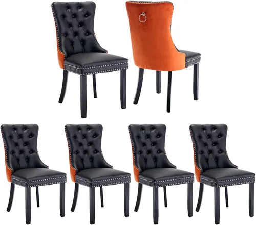Vista 39 de Juego de 2 sillas de comedor de terciopelo beige, modernas sillas de cocina tapizadas