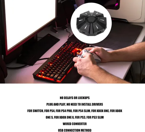 Vista 3 de ASHATA Convertidor de teclado y mouse para Xbox One, para Xbox Series XS, para PS4, para PS3, para Nintendo Switch Gaming Controller Keyboard Mouse