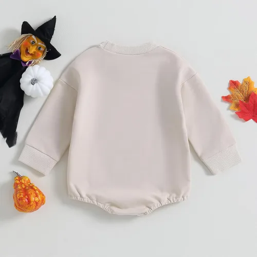 Vista 65 de Ropa de Halloween para bebé niña, sudadera con estampado de calabaza, mameluco de burbujas, lindo traje de Acción de Gracias de otoño