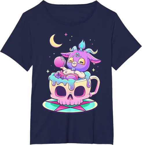 Vista 16 de Kawaii Pastel Goth Cute espeluznante Pentáculo Baphomet - Camiseta de cabra, Negro