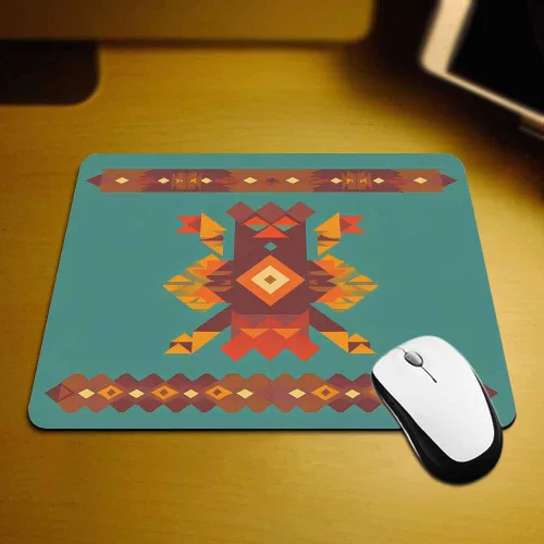Vista 3 de IBILIU Alfombrilla de mouse colorido estilo navajo, estilo nativo americano, rectangular, verde del suroeste americano, base de goma antideslizante