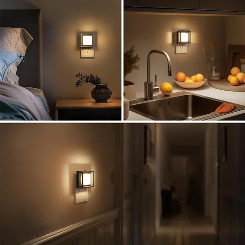 Vista 5 de Briignite Luz nocturna, luces nocturnas enchufables a la pared, paquete de 2, luz nocturna con sensor de atardecer a amanecer para niños, luz