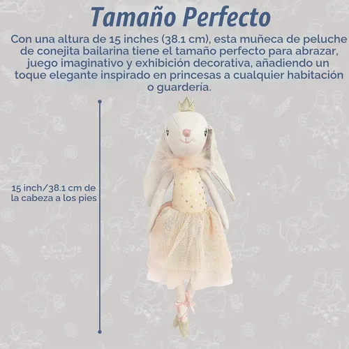 Vista 3 de MON AMI Bijoux Bunny - Muñeca de bailarina de princesa, juguete de peluche de 15 pulgadas para niñas