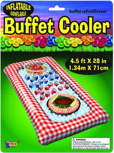 Vista 7 de Forum Novelties Luau - Enfriador inflable para bufé, 28 x 53 pulgadas, multicolor, Fiesta
