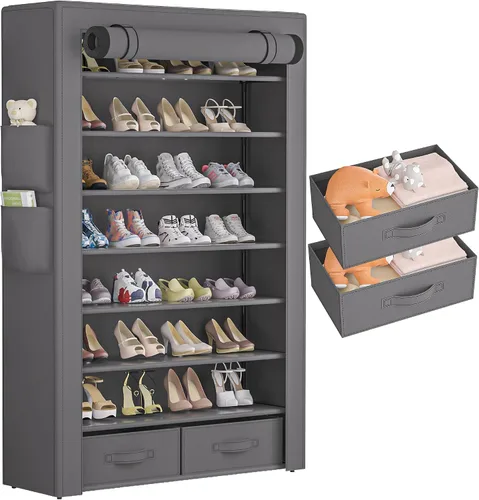 Vista 9 de OYREL Zapatero alto a prueba de polvo, organizador de zapatos de gran capacidad de 8 niveles, 32-40 pares de zapatos