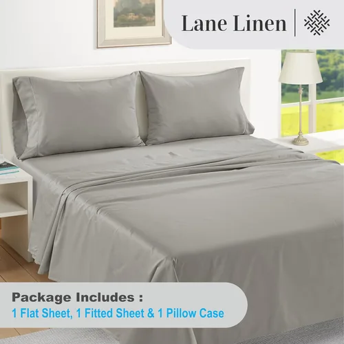 Vista 102 de LANE LINEN - Sábanas individual 100% algodón egipcio suave, cómodo y grueso de calidad de hotel, costuras reforzadas totalmente elásticas, sin