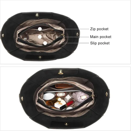 Vista 6 de BOSTANTEN - Bolsos de cuero al hombro tipo balde para mujer