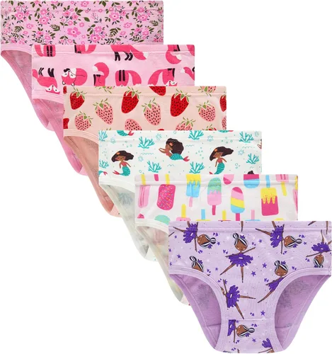 Vista 13 de Family Feeling Ropa interior para niña pequeña, bragas para niños grandes, ropa interior suave, 100% algodón 6 paquete-31yu