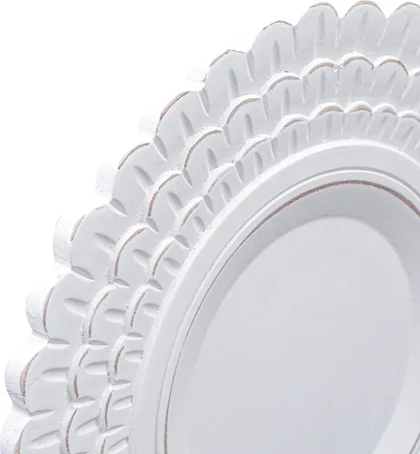 Vista 8 de Juego de 2 platos de madera blanca, elegantes manteles individuales de diseño festoneado para decoración de mesa de comedor, reuniones familiares