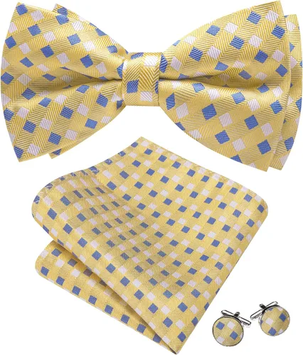 Vista 80 de Barry.Wang Pajarita de Rayas Paisley para Hombre de Seda Preatada Pañuelo de Bolsillo Gemelos Juego Formal Boda Fiesta Graduación