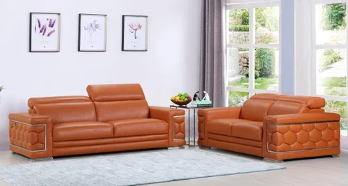 Vista 33 de Blackjack Furniture Usry - Sofá tapizado de piel italiana, color caqui