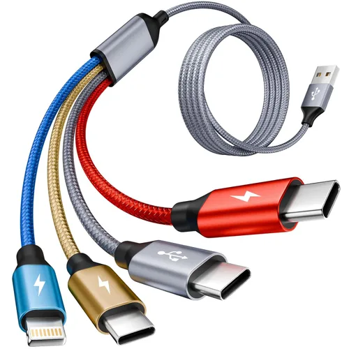Vista 10 de Cable de carga múltiple USB C Splitter 1 paquete, cable de carga USB A/C a USB C, cable de carga dual tipo C, cable de carga múltiple 4 en 2 con 4