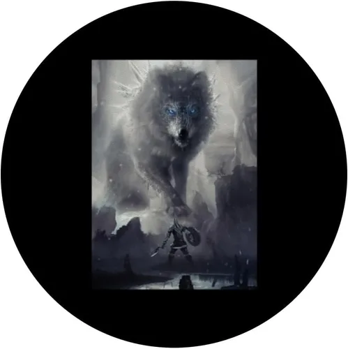 Vista 3 de Emblema vikingo Fenrir monstruoso lobo nórdico mitología PopSockets intercambiables PopGrip