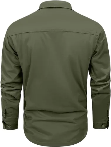Vista 3 de Camisa de trabajo de manga larga con botones y ajuste regular para hombre con bolsillos