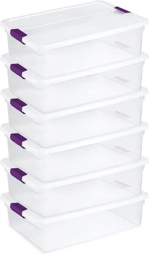Vista 10 de Sterilite ClearView - Paquete de 4 cajas de cierre ClearView de 60 cuartos de galón, contenedores organizadores con ruedas con tapas de pestillo