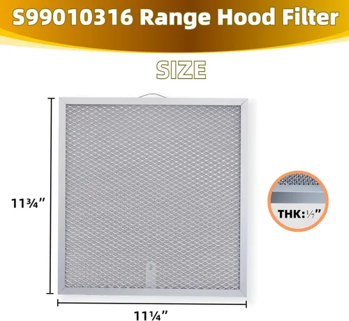 Vista 3 de 99010316 Filtro de grasa para campana extractora, filtro de ventilación de malla de 11 1/4 pulgadas x 11 3/4 pulgadas, filtro de campana