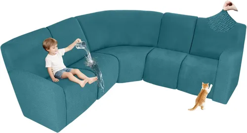 Vista 75 de ALIECOM Fundas 100% impermeables para sofá seccional reclinable, forma de L, elásticas, para esquina, funda para sofá seccional reclinable, lavable