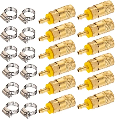 Vista 12 de 1/4 accesorios de conexión rápida, acoplamiento de aire industrial 10 piezas, acoplador de aire de conexión rápida de flujo básico de 1/4