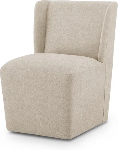 Vista 14 de KISLOT Juego de 1 sillas de comedor tapizadas con ruedas, color beige