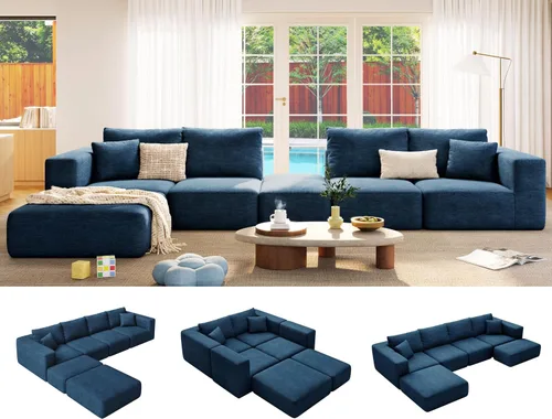 Vista 11 de Sofá modular de gran tamaño sin hueso de 150 pulgadas para sala de Beige