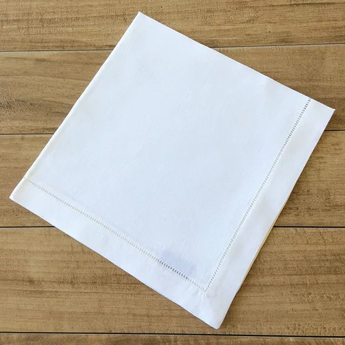 Vista 6 de Servilletas de cena con dobladillo de lino blanco – Juego de 6 servilletas de tela 100% lino de 20 x 20 pulgadas