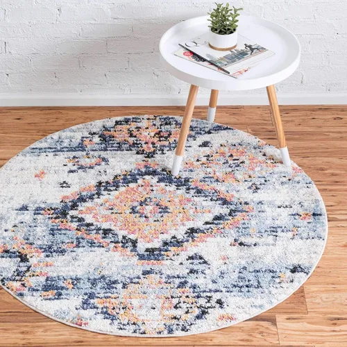 Vista 14 de Unique Loom Morocco Collection Medallion, alfombra abstracta (2 pies 2 pulgadas x 3 pies 0 rectangular, marfil/azul)