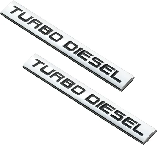 Vista 6 de Emblema metálico con acabado cromado Turbo Diesel (letra roja) (cromo negro) Emblema metálico con acabado cromado Turbo Diesel (letra roja)