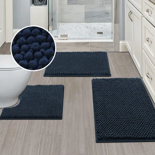 Vista 26 de Turquoize Alfombras de baño de felpilla antideslizante para baño, 17 x 24 pulgadas, extra suaves y absorbentes, lavables a máquina, perfectas