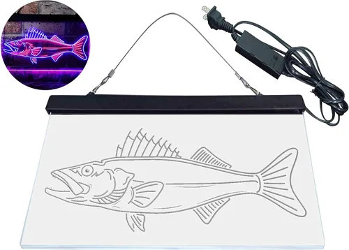 Vista 8 de ADVPRO Walleye Fish Camp Man Cave Dual Color LED Neon Sign Blue & Red 12 x 8 Inches st6s32-i3732-br