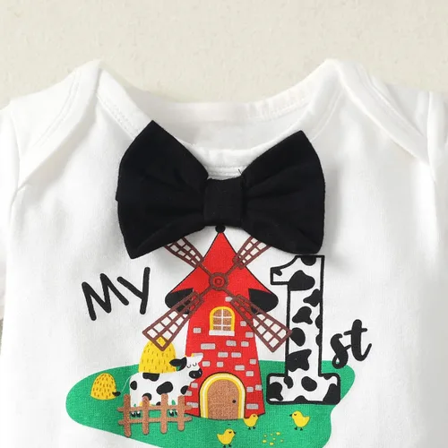 Vista 4 de Traje de primer cumpleaños de granja para bebé niño