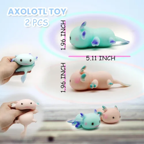 Vista 2 de ZTATU Axolotl Squishy Fidget Toys Bolas de estrés para adultos (2 piezas) juguetes sensoriales para niños, recuerdos de fiesta para niños, regalos