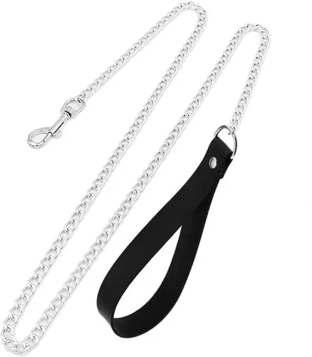 Vista 4 de Gargantilla de cuero con correa de cadena para adolescentes, punk gótico Y2K, accesorios de cosplay, tres anillos o y dijes de cadenas