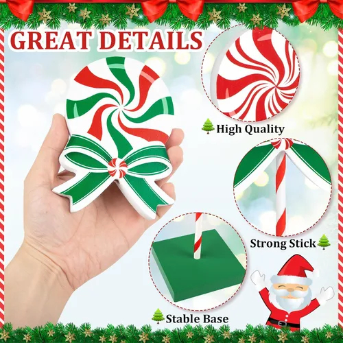 Vista 4 de Juego de 3 piezas de decoración de mesa de Navidad, dulces de madera, decoración de bandeja escalonada de Navidad roja, decoración rústica de mesa