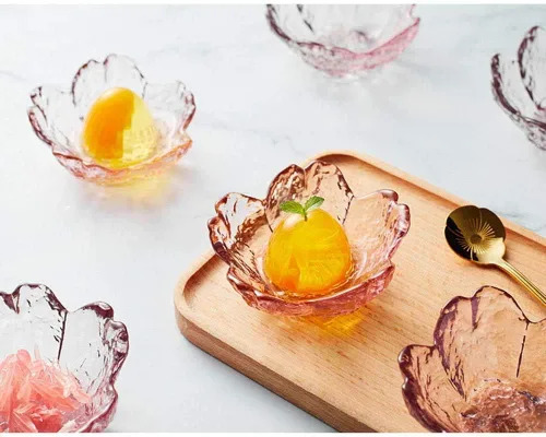 Vista 4 de 4 platos de cristal Sakura condimentos cuencos de inmersión platos de aperitivo, 3.4 pulgadas