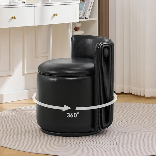 Vista 11 de WUTUTUEE Silla grande de terciopelo con almacenamiento, silla de maquillaje giratoria de 360° con respaldo ondulado, taburete pequeño sin montaje