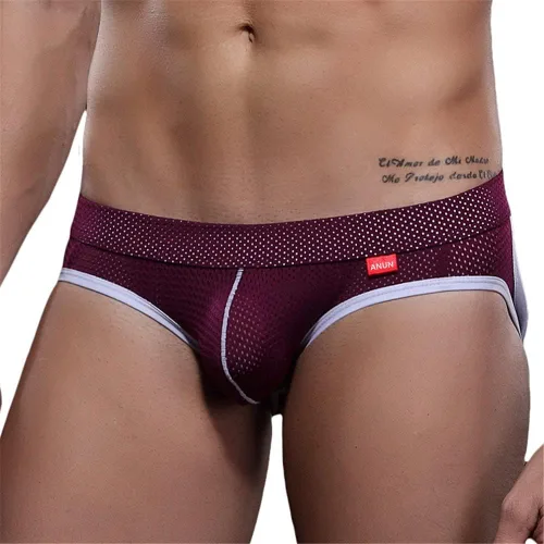 Vista 2 de ANUN Ropa interior sexy para hombre Paquete de 3 (negro/púrpura/gris)
