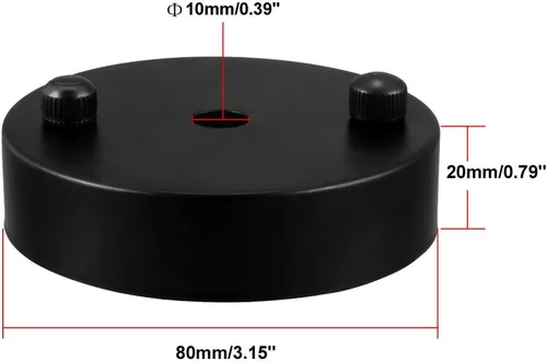 Vista 3 de uxcell Placa de luz de techo retro con base puntiaguda chasis disco colgante accesorios 3.150 inx0.787 in negro con tornillo