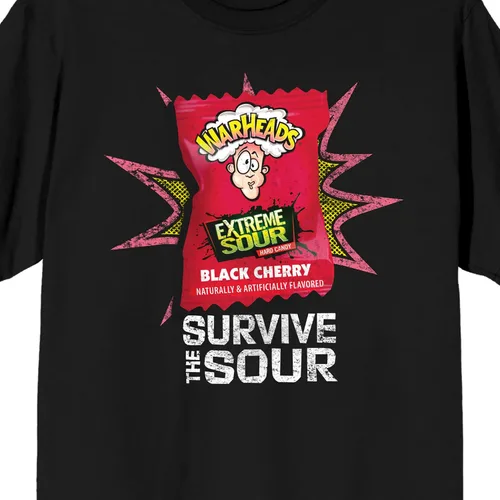Vista 2 de Bioworld Warheads Extreme Sour Black Cherry Candy Wrap - Camiseta negra para hombre