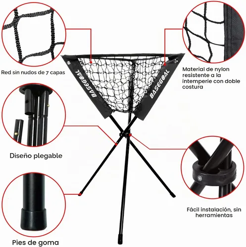 Vista 5 de BaseGoal 6x6ft Baseball Practice Net with Batting Tee,Caddy and Strike Zone
