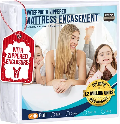 Vista 2 de Utopia Bedding Funda de colchón con cremallera de tamaño matrimonial y funda de almohada estándar