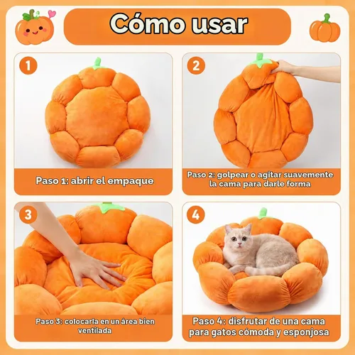 Vista 5 de RattanView Cojín para gatos y mascotas, para gato, calabaza, 20 x 19 x 6