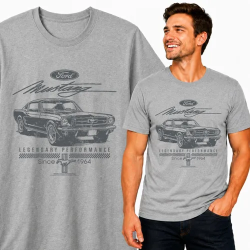 Vista 4 de Wild Bobby Ford Mustang Shirt Legendary Performance Est 1964 Men's T-Shirt Gris jaspeado/Mustang