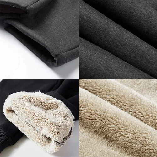 Vista 6 de FASKUNOIE Pantalones de forro polar de invierno para hombre, pesados y cálidos, con forro de sherpa, pantalones deportivos para correr con bolsillos