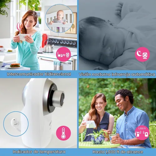 Vista 4 de VTech VM351-2 Monitor de video para bebés con lente óptica gran angular intercambiable y lente óptica estándar, 720p