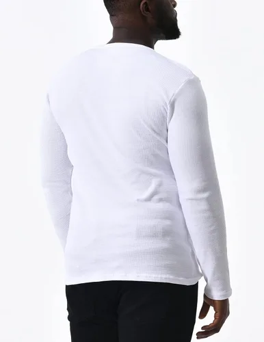 Vista 6 de Comfneat Paquete de 2 camisetas térmicas de manga larga para hombre, de punto gofre, suaves, cómodas, con cuello redondo