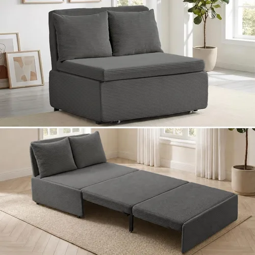 Vista 13 de Mjkone Sofá cama extraíble de 43 pulgadas, color beige