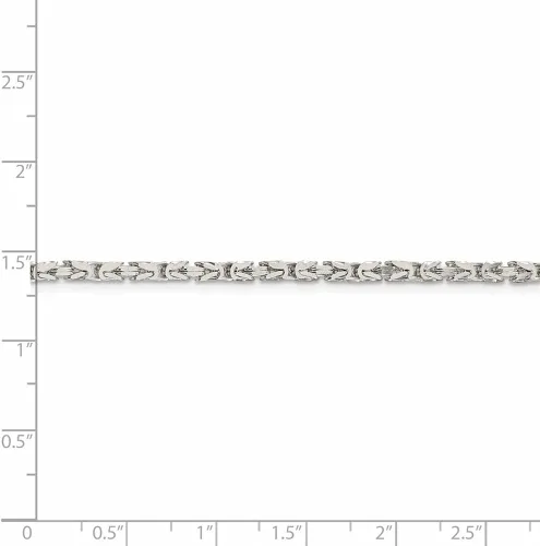 Vista 4 de Collar de cadena bizantina de plata de ley 925 maciza de 0.098in, con cierre de mosquetón seguro