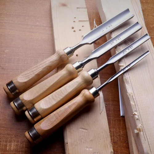 Vista 6 de ATOPLEE Juego de cinceles de madera para carpintería, 4 piezas Herramienta profesional de tallado de madera Herramienta de carpintero CR-V de acero