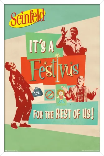Vista 13 de Trends International Seinfeld - Póster de pared Festivus, 14.725 x 22.375 pulgadas, versión enmarcada de madera de granero