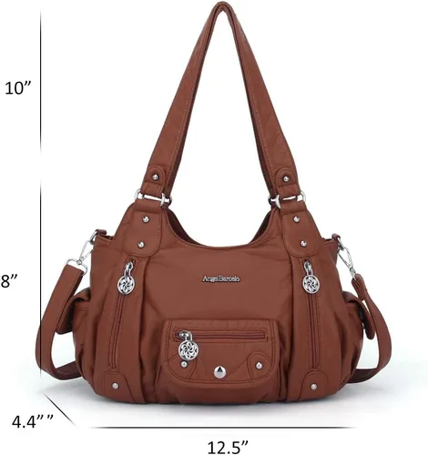 Vista 2 de Angel Barcelo Bolsos de cuero sintético para mujer, bolso de hombro, a la moda, bolsas para niñas